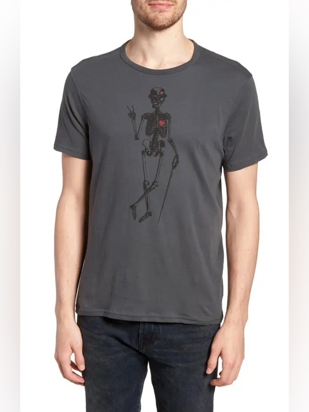 John Varvatos Skeleton Graphic Short Sleeve T-Shirt Size Medium $78